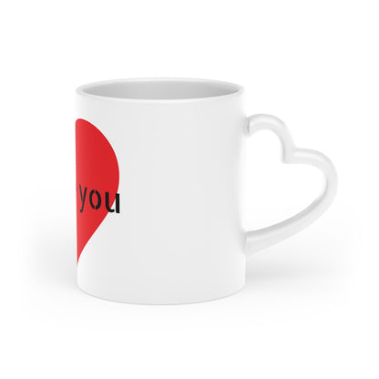 Heart Mug - Red Heart Design with "Love You" Repeated | Romantic Valentine Coffee Cup