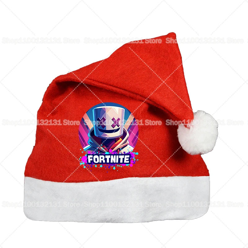 Fortnites Christmas Hats Anime Cute Fortress Night Kids Adult Cloth Santa Claus Xmas Beanies Caps Game New Year Party Decoration