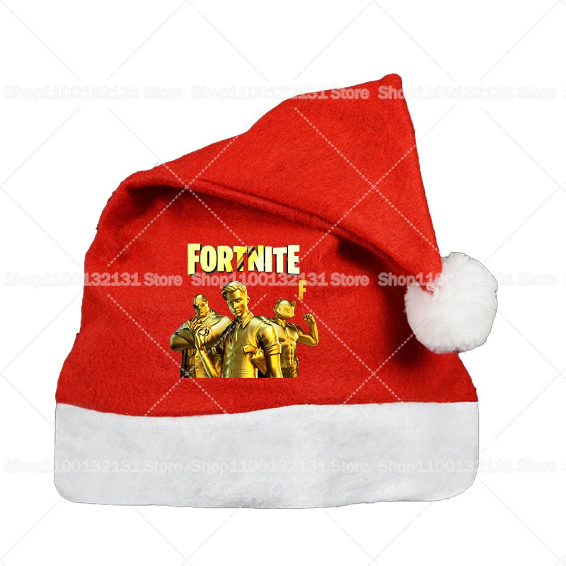 Fortnites Christmas Hats Anime Cute Fortress Night Kids Adult Cloth Santa Claus Xmas Beanies Caps Game New Year Party Decoration