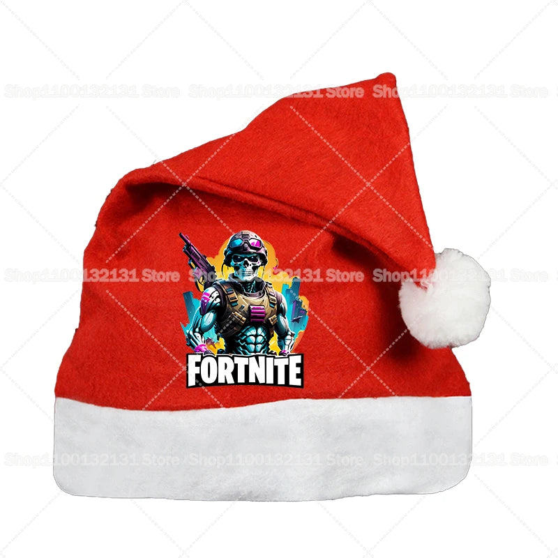 Fortnites Christmas Hats Anime Cute Fortress Night Kids Adult Cloth Santa Claus Xmas Beanies Caps Game New Year Party Decoration